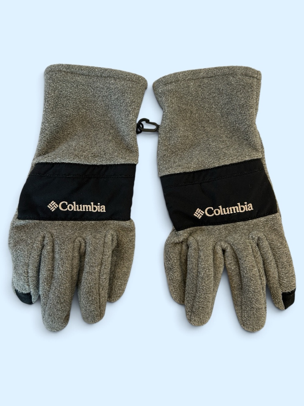 Columbia Men’s Size Medium Gray Black Fleece Gloves Winter